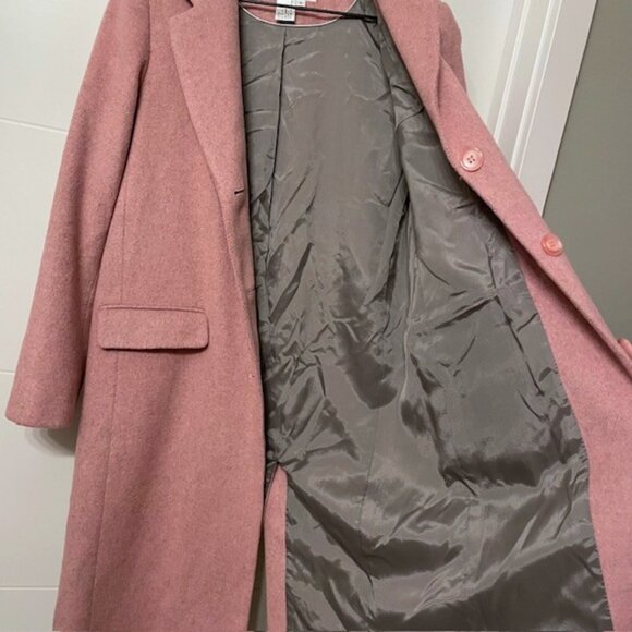 Helene Berman Longline Pink Three Button Wool Blend Car Coat Size Small - Picture 7 of 14